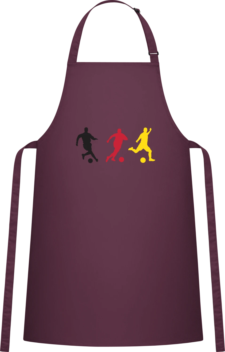 German Soccer Silhouettes - Aubergine Cotton Bib Apron - Front