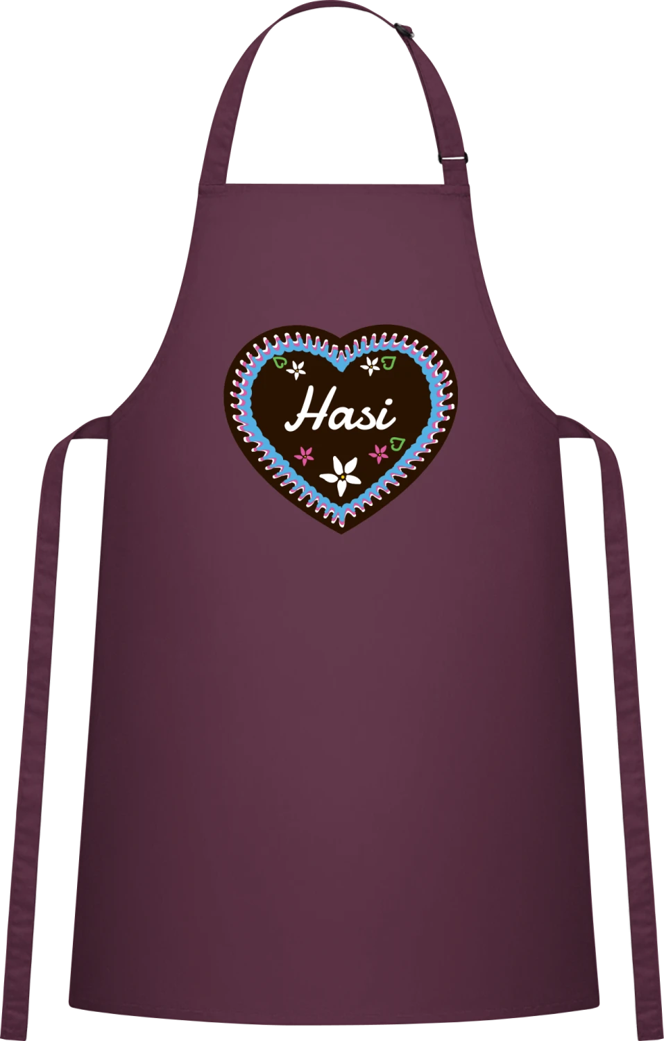 Hasi - Aubergine Cotton Bib Apron - Front