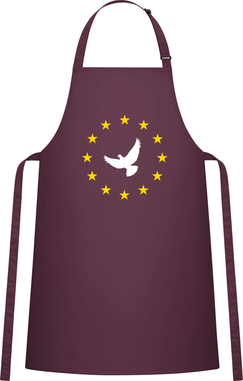 Europe Peace Doves - Aubergine Cotton Bib Apron - Front