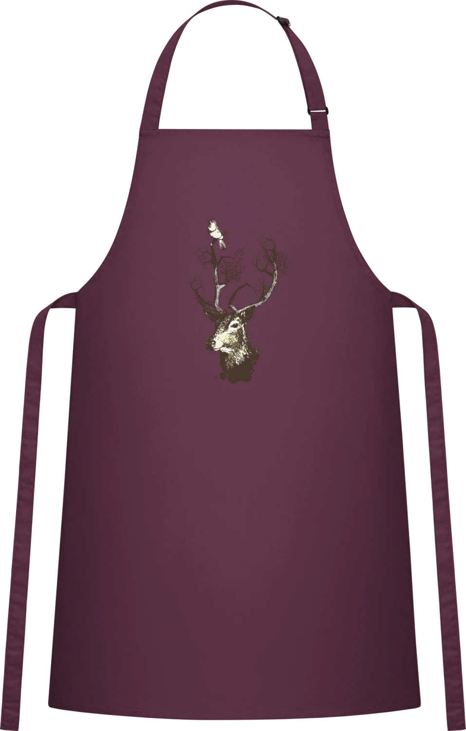 Stylish Reindeer - Aubergine Cotton Bib Apron - Front