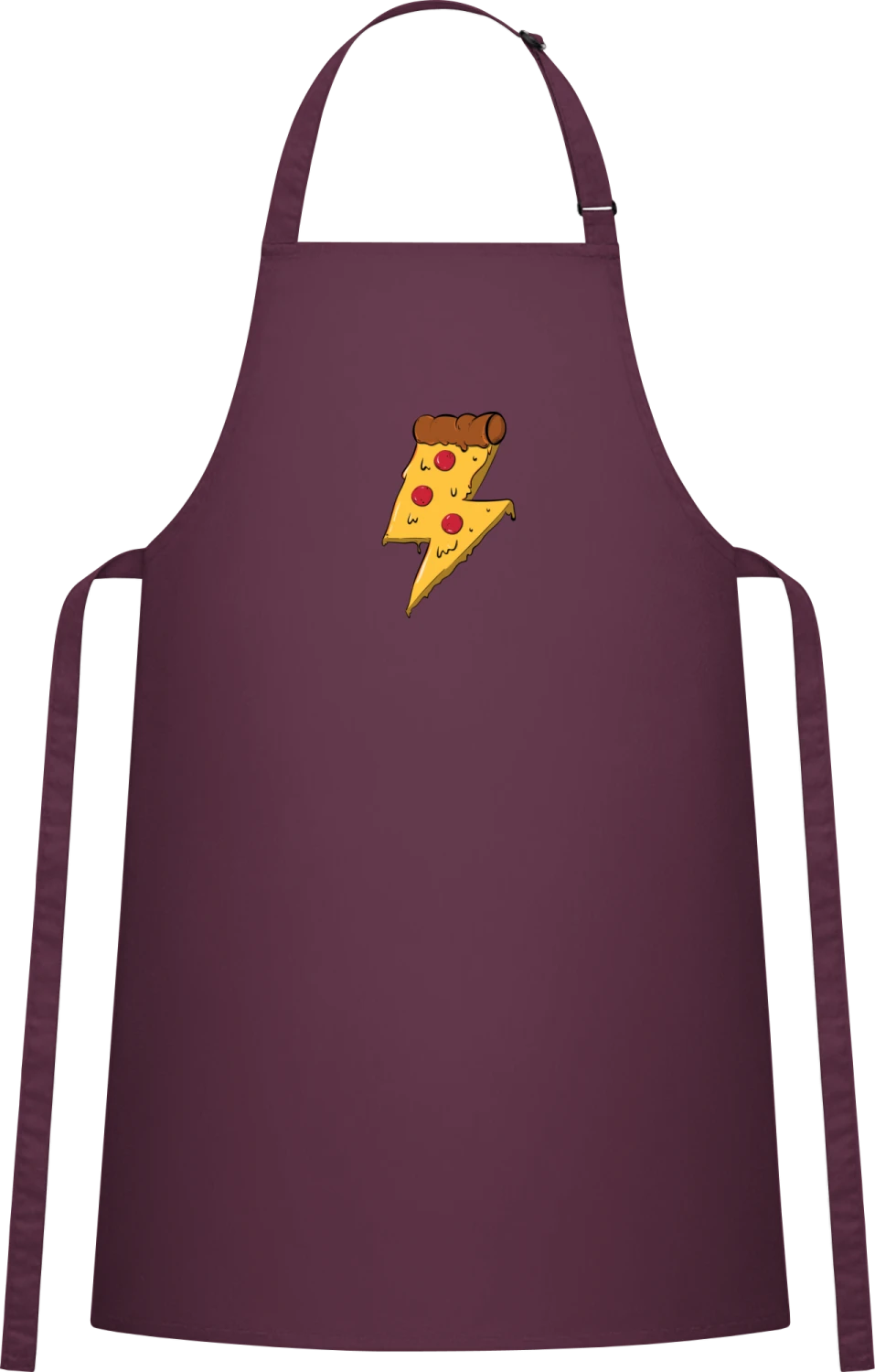 Pizza Lightning - Aubergine Cotton Bib Apron - Front