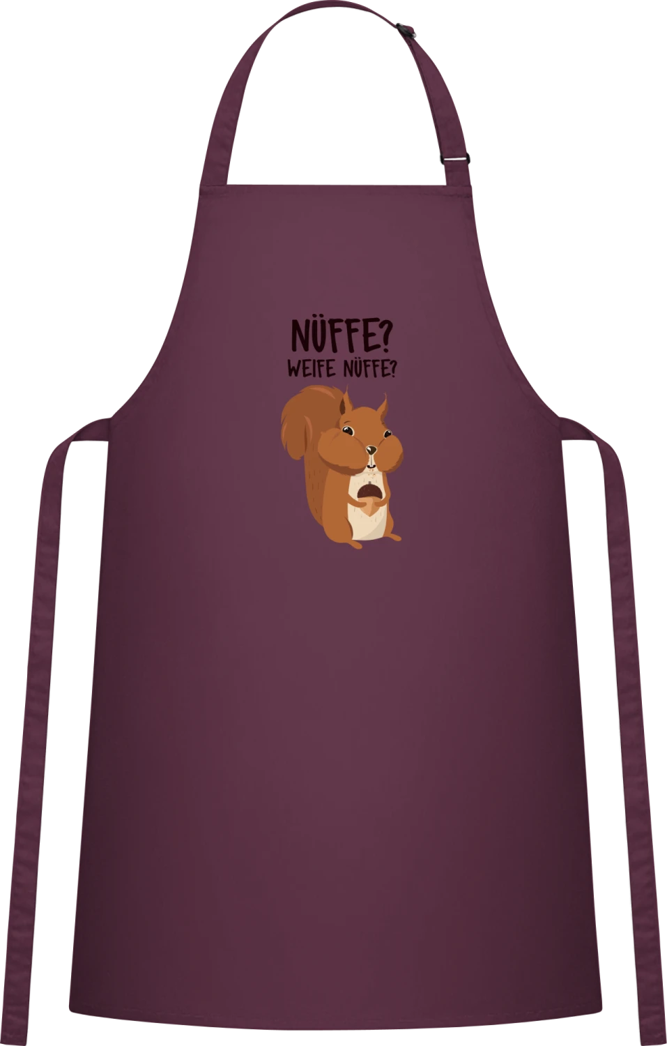 Nüffe. Weife Nüffe. Eichhörnchen - Aubergine Cotton Bib Apron - Front