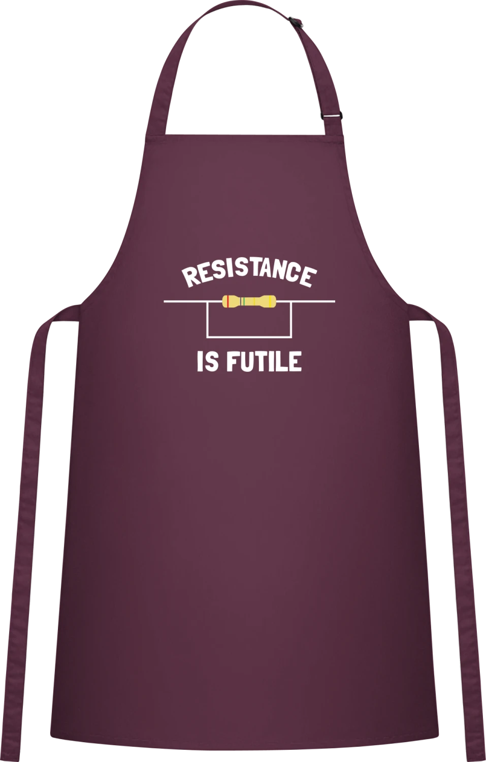 Resistance Is Futile - Aubergine Cotton Bib Apron - Front