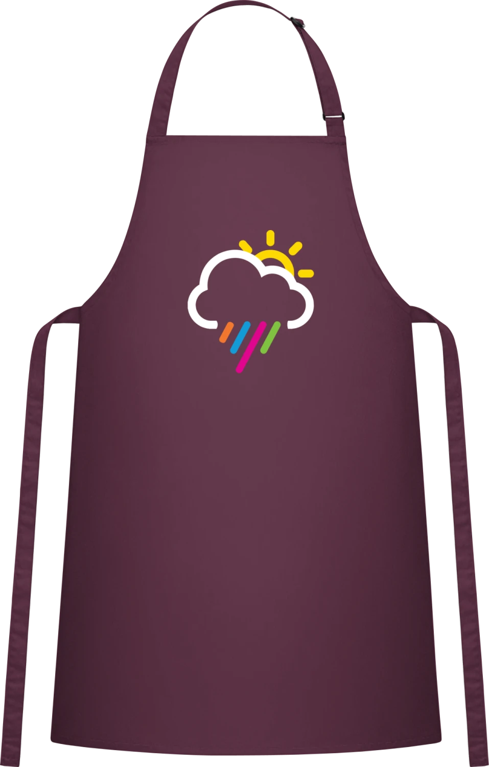 Rainbow Rain - Aubergine Cotton Bib Apron - Front