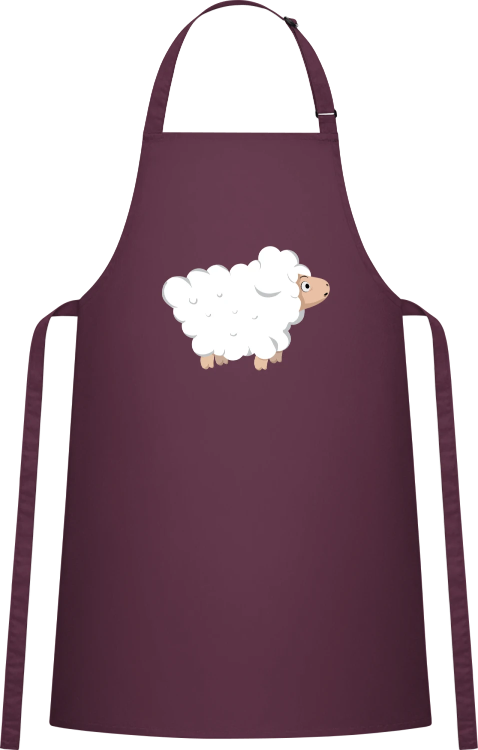 White Sheep - Aubergine Cotton Bib Apron - Front