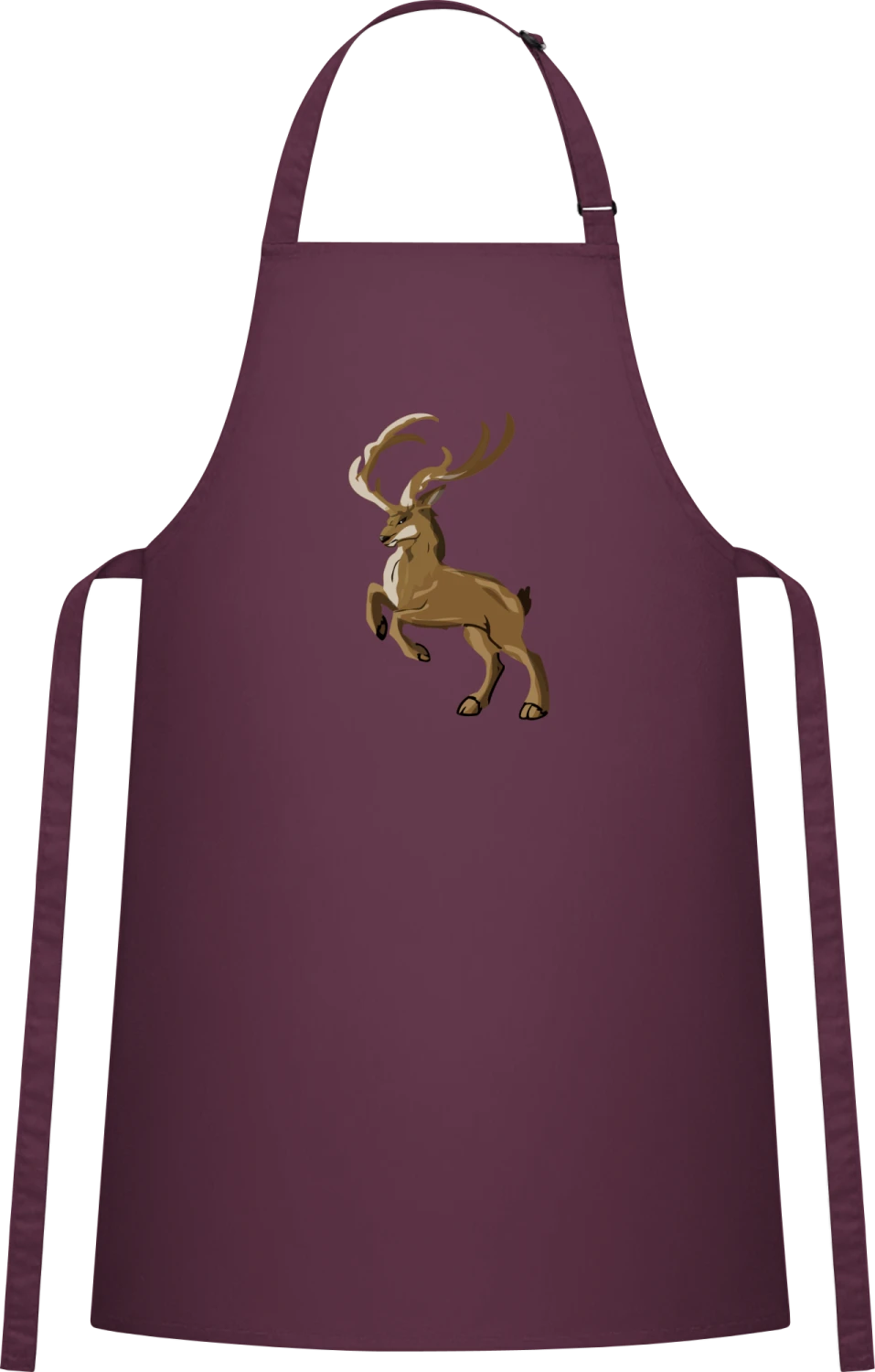 Wild Stag - Aubergine Cotton Bib Apron - Front