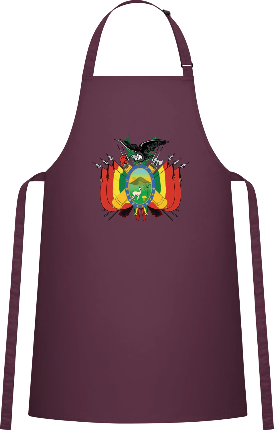 Bolivian Coat of Arms - Aubergine Cotton Bib Apron - Front