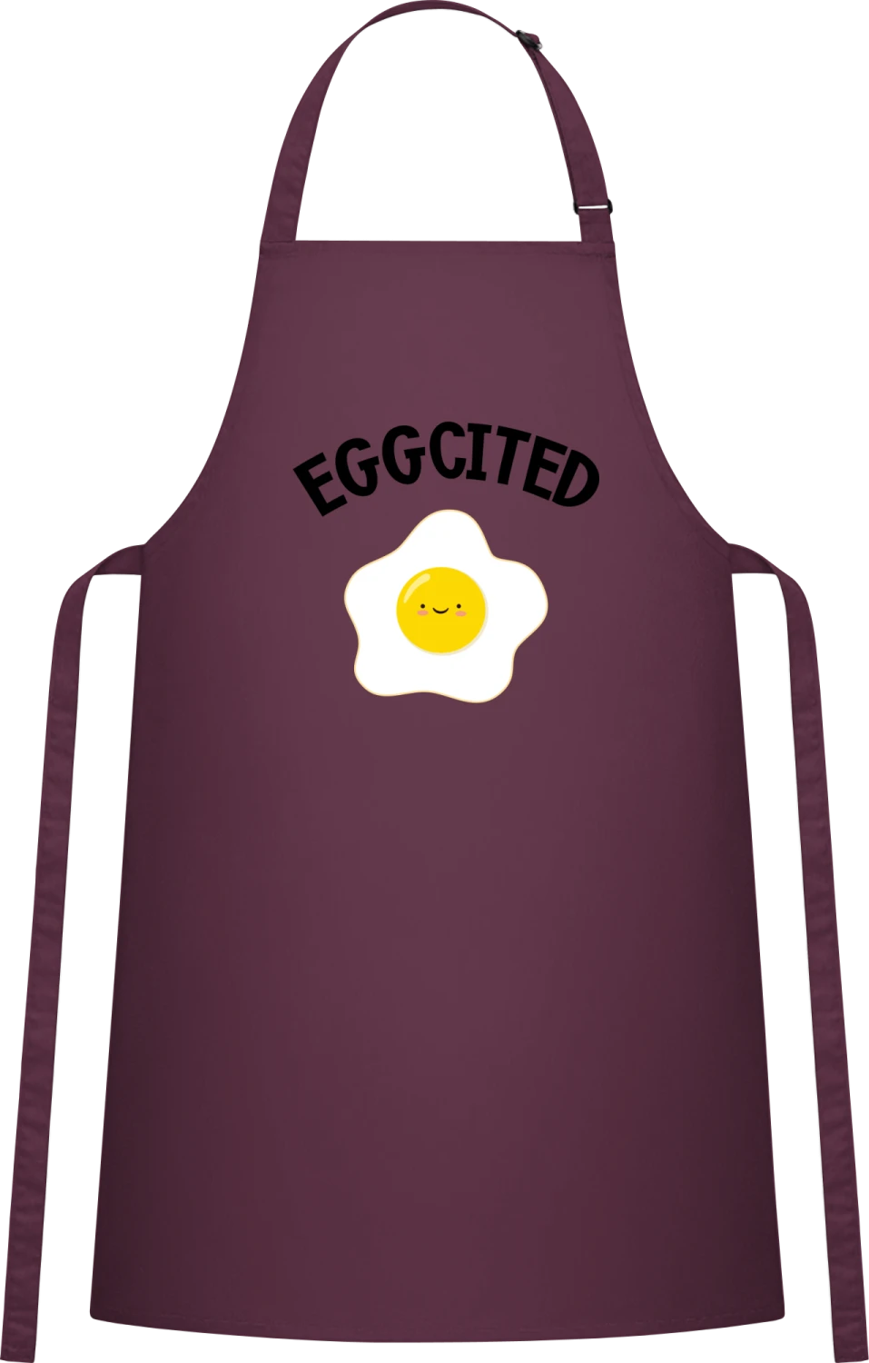 Eggcited - Aubergine Cotton Bib Apron - Front