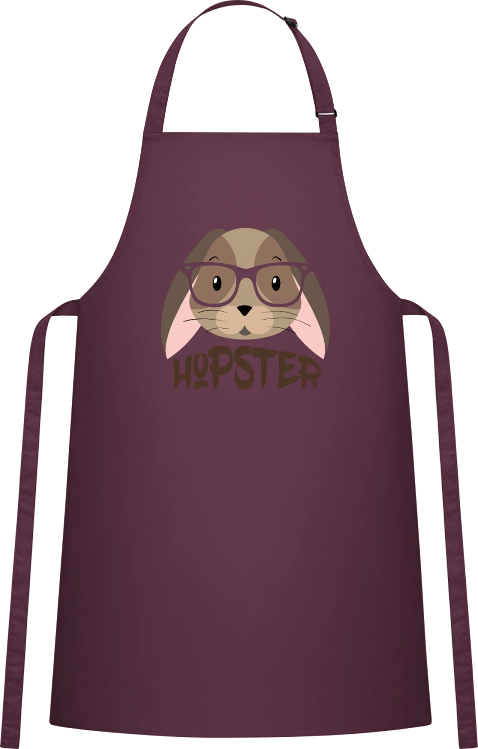 Hopster - Aubergine Cotton Bib Apron - Front