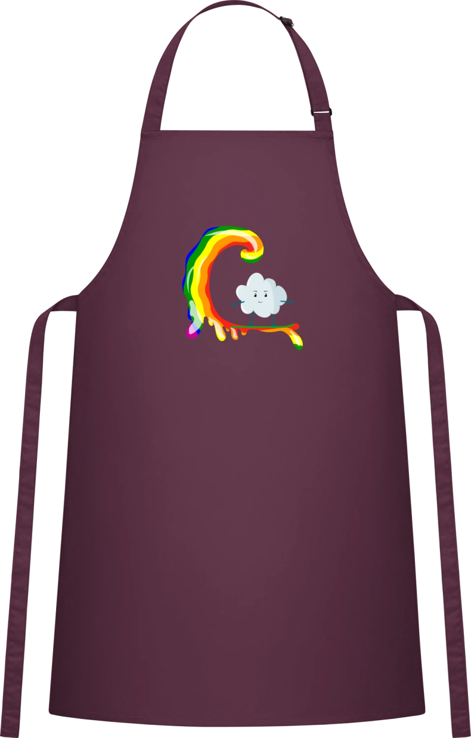 Cloud Surfs On Rainbow Wave - Aubergine Cotton Bib Apron - Front