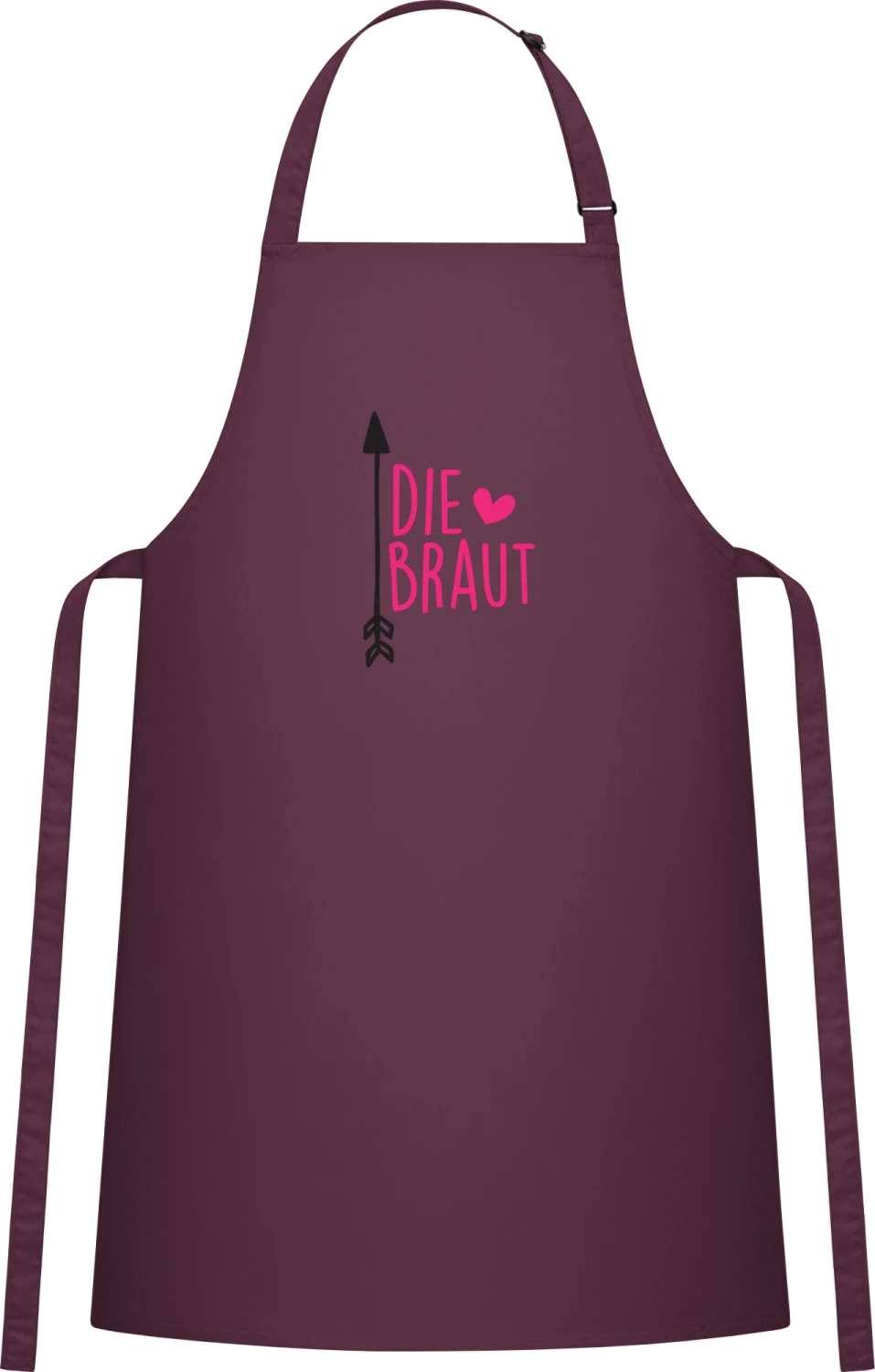 Ich bin die Braut - Aubergine Cotton Bib Apron - Front