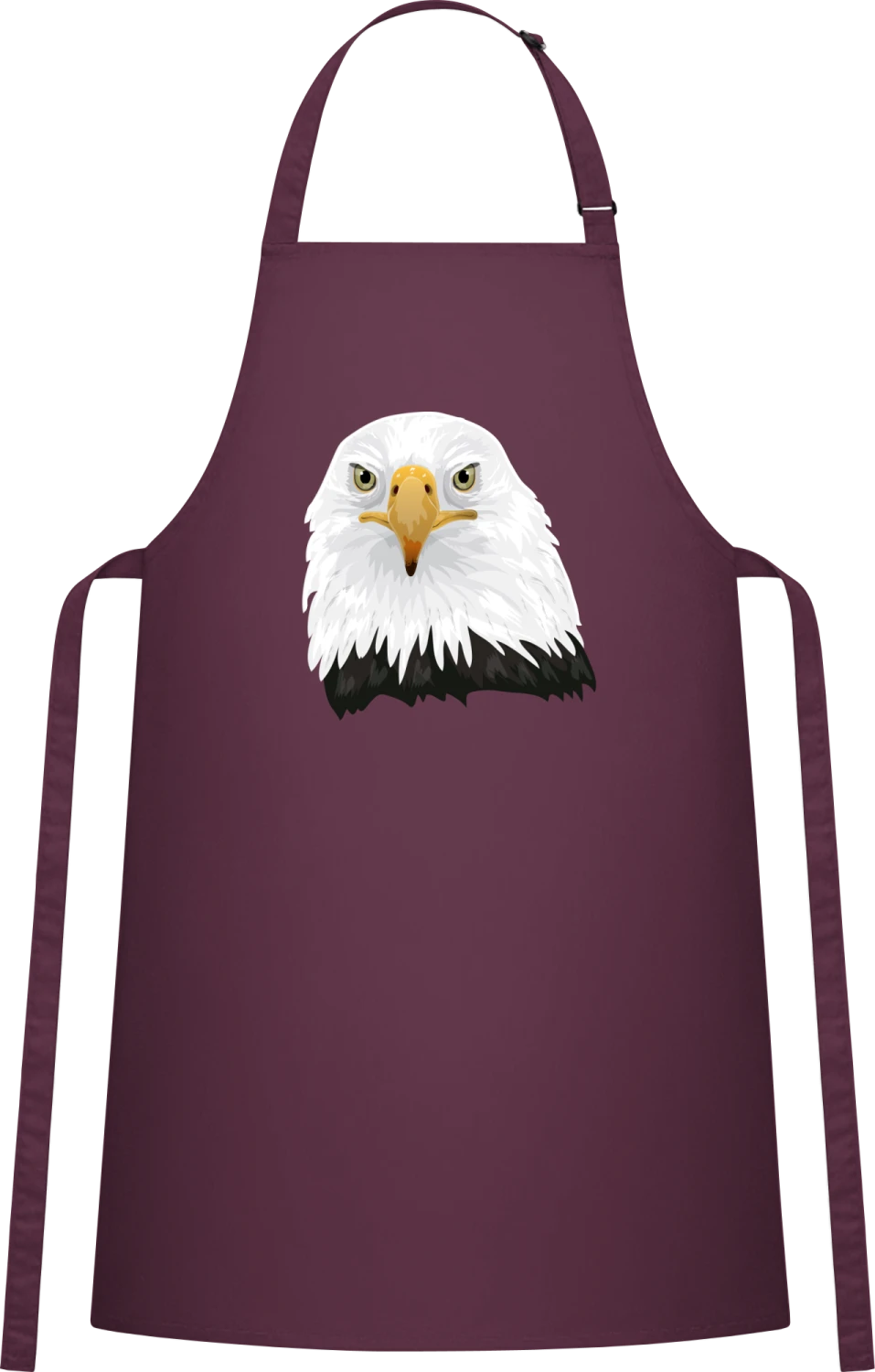 Eagle Predator Head - Aubergine Cotton Bib Apron - Front