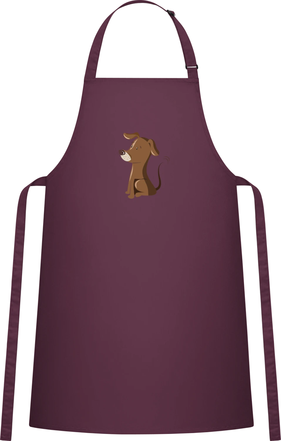 Little Cute Dog - Aubergine Cotton Bib Apron - Front