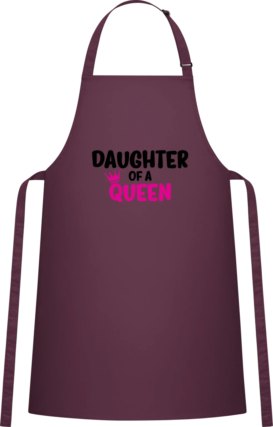 Daughter Of A Queen - Aubergine Cotton Bib Apron - Front