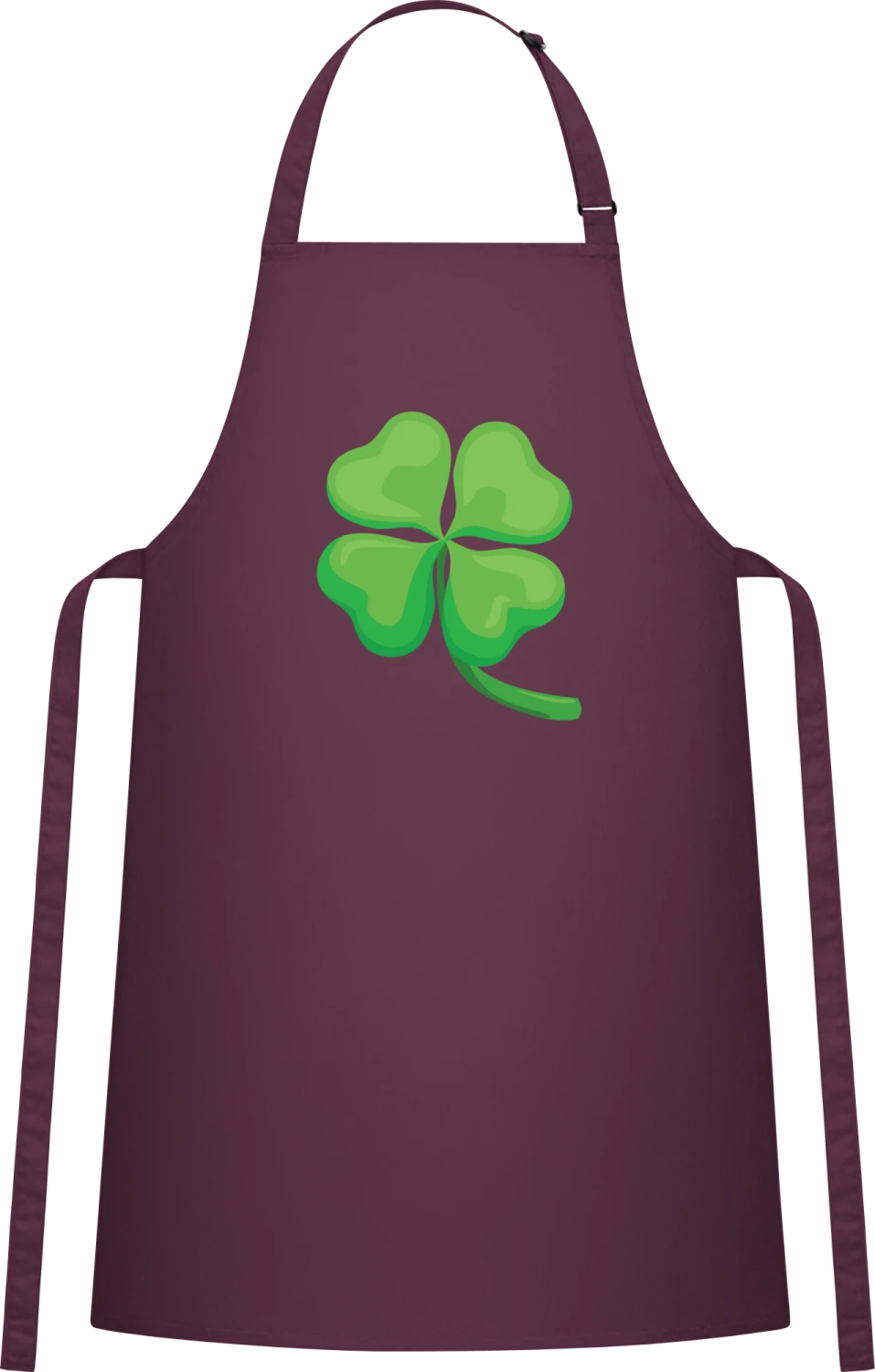 Four Leaf Clover - Aubergine Cotton Bib Apron - Front