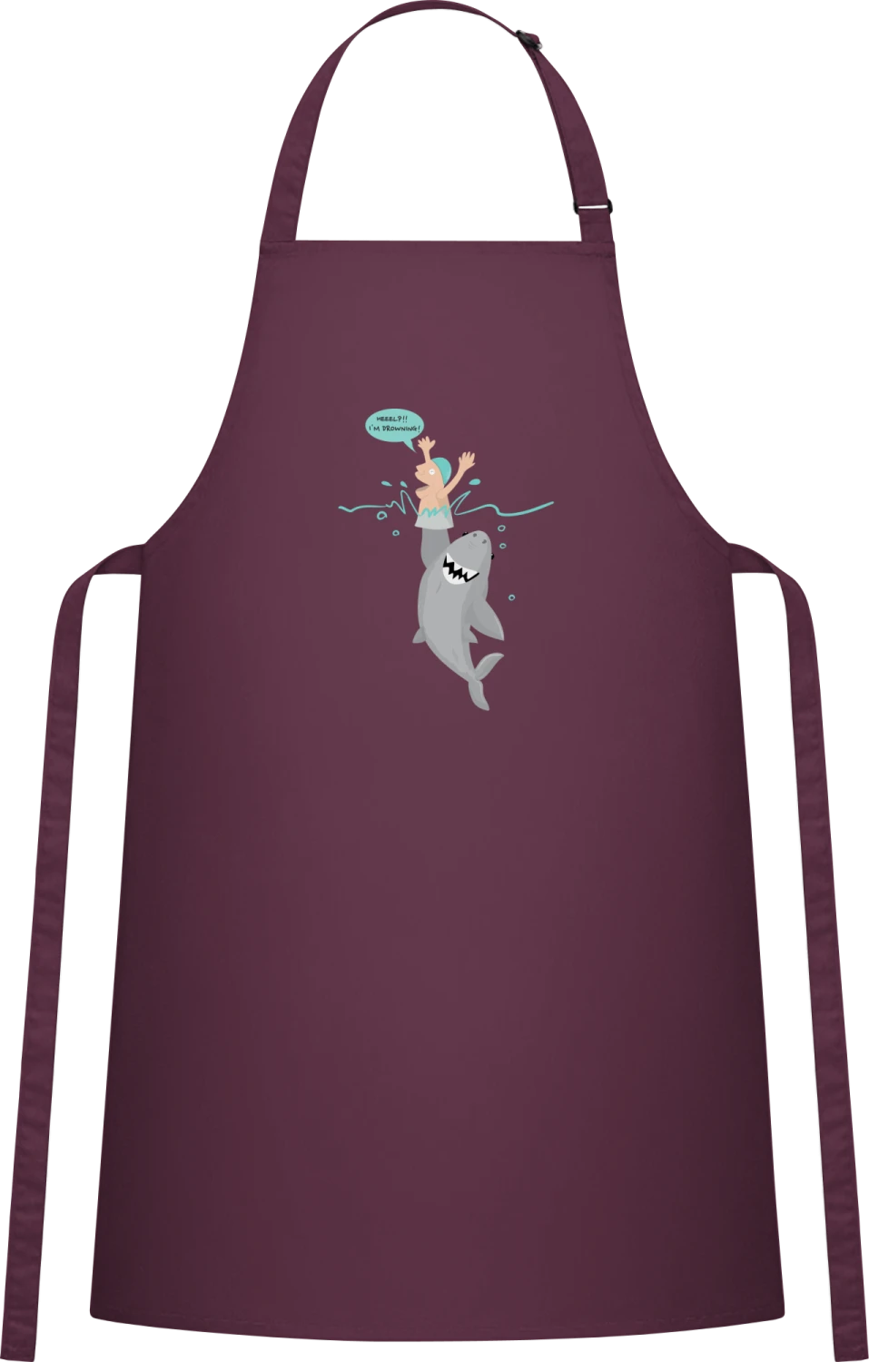 Help! I'm Drowning! - Aubergine Cotton Bib Apron - Front