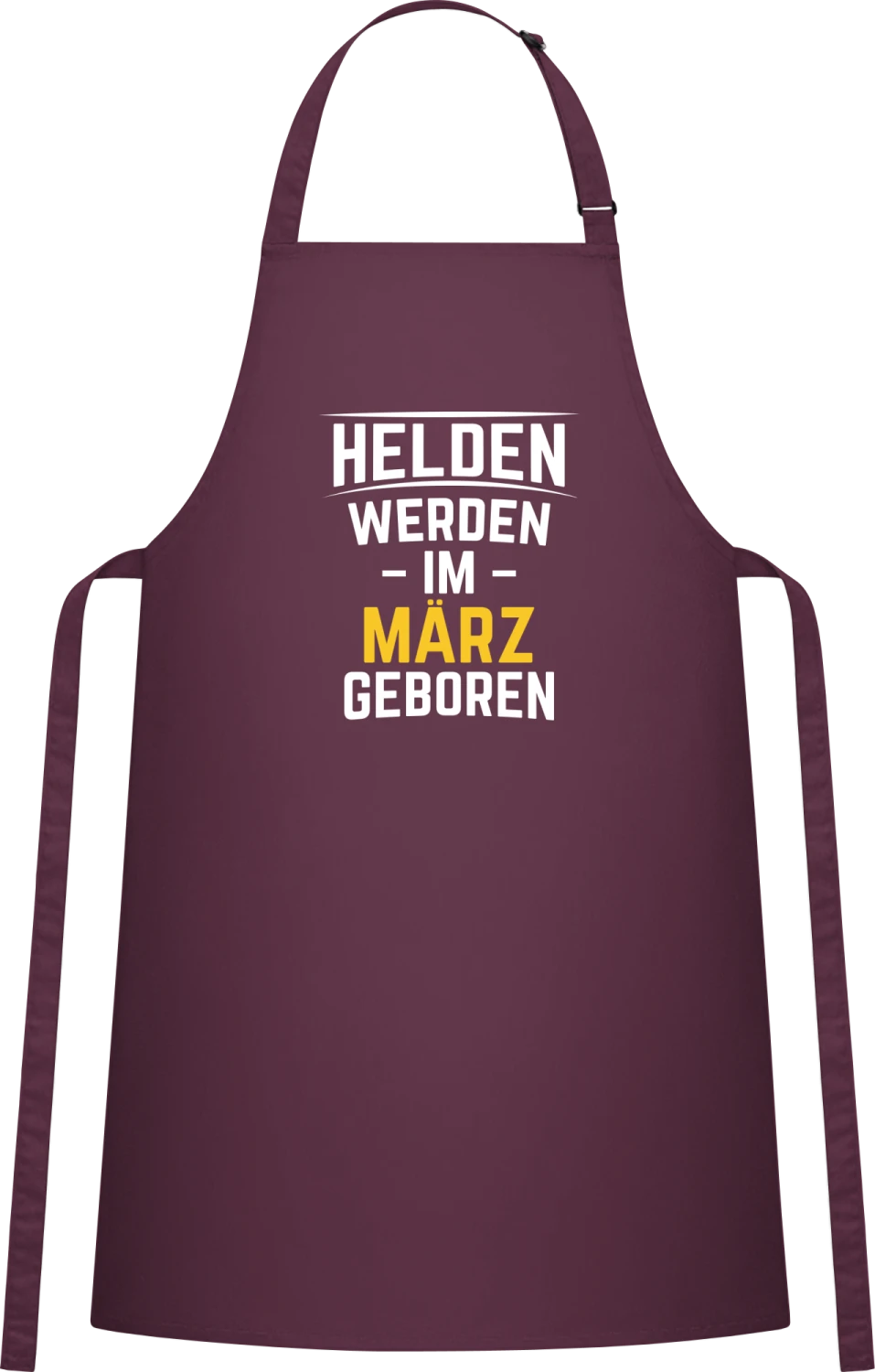 Helden werden im März geboren - Aubergine Cotton Bib Apron - Front