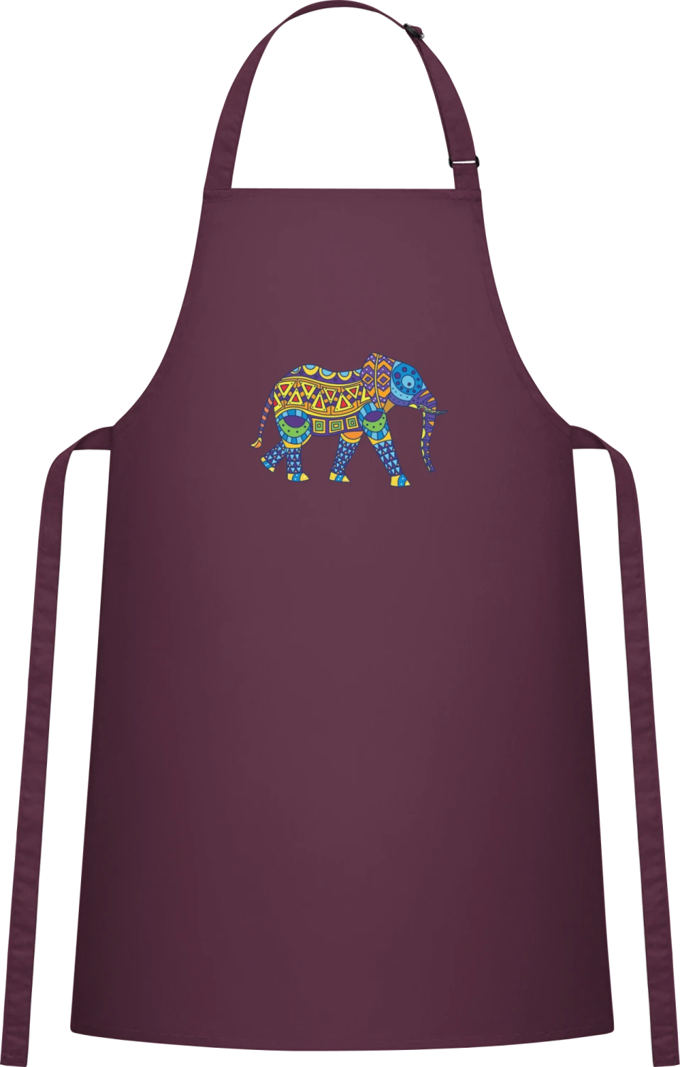 Stylish Indian Elephant - Aubergine Cotton Bib Apron - Front