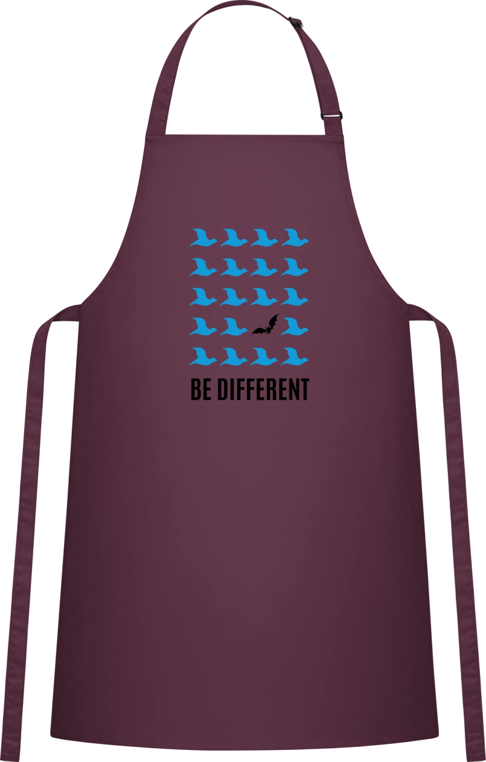 Be Different Bat Bird - Aubergine Cotton Bib Apron - Front