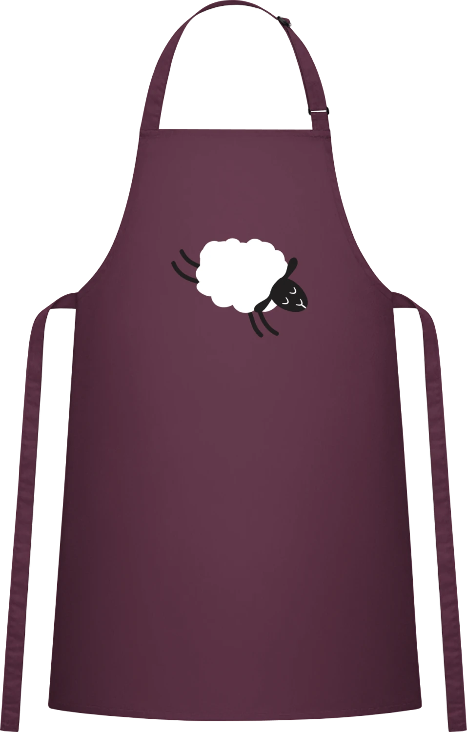 Jumping Sheep - Aubergine Cotton Bib Apron - Front