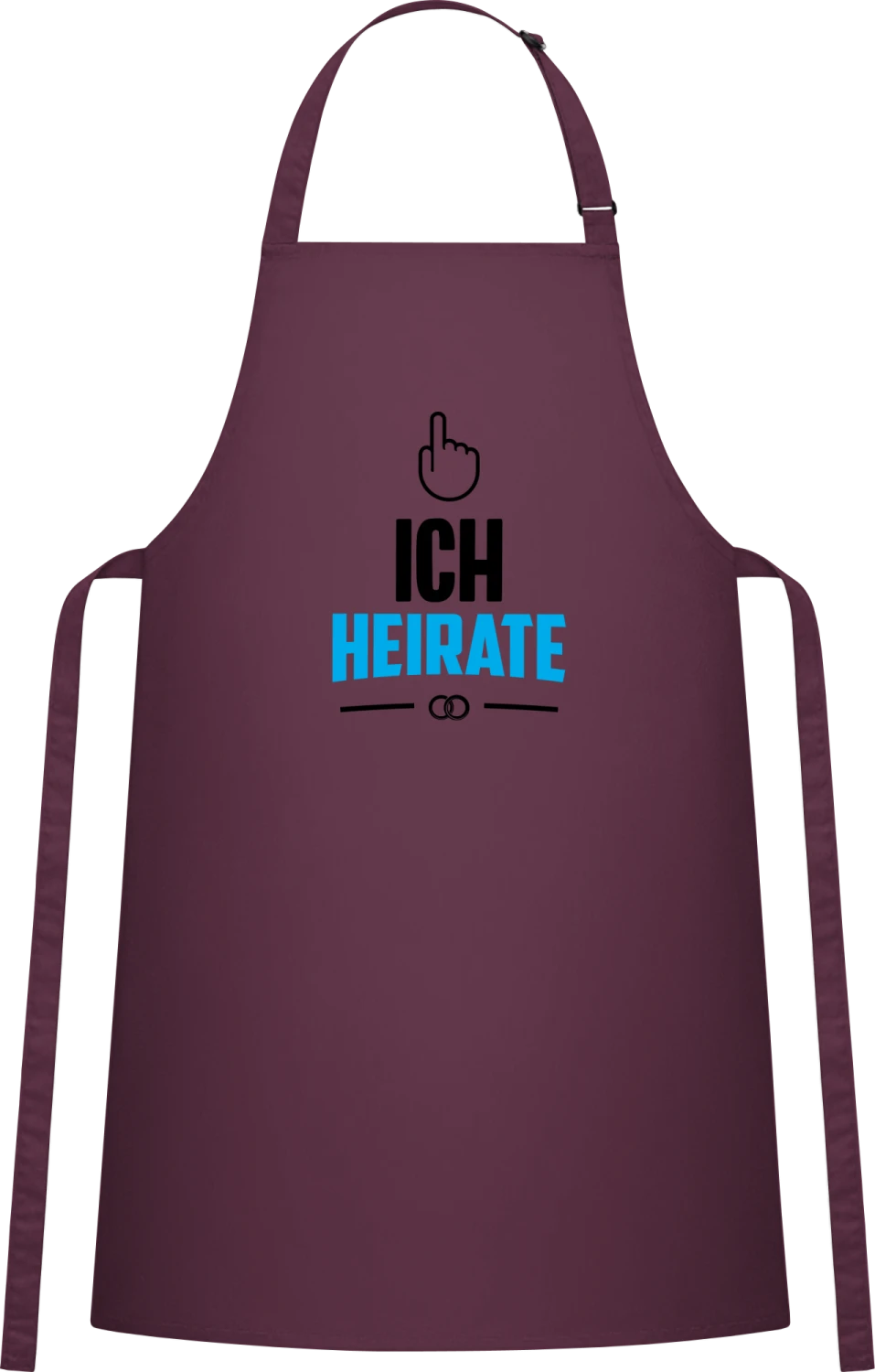 Ich heirate. - Aubergine Cotton Bib Apron - Front