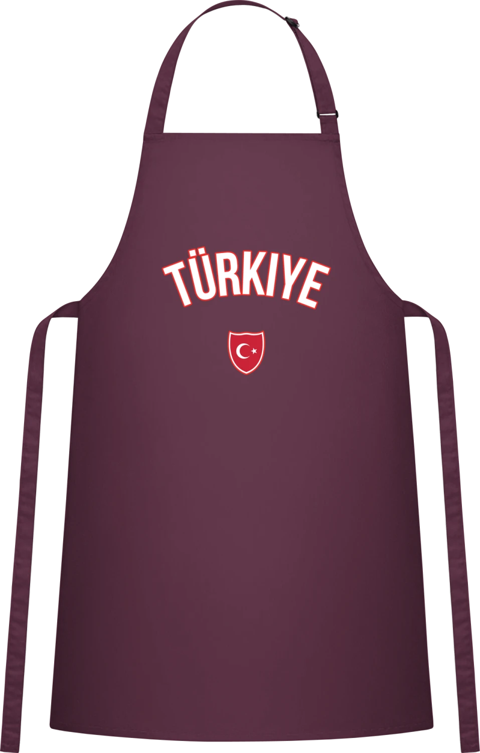 TÜRKIYE Fan - Aubergine Cotton Bib Apron - Front