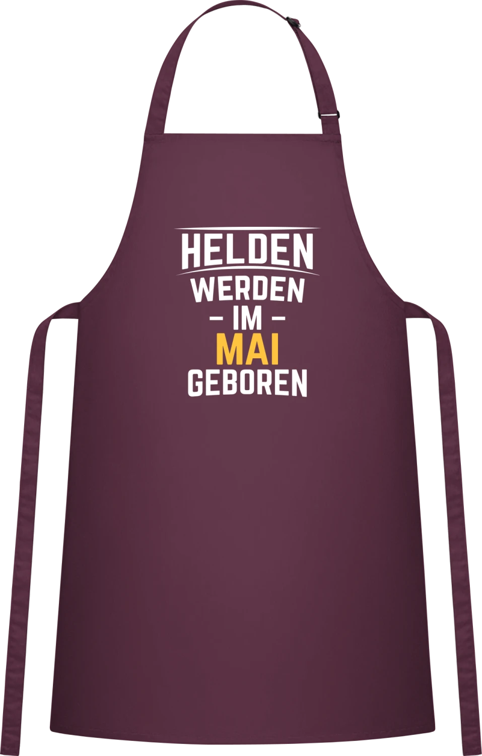 Helden werden im Mai geboren - Aubergine Cotton Bib Apron - Front