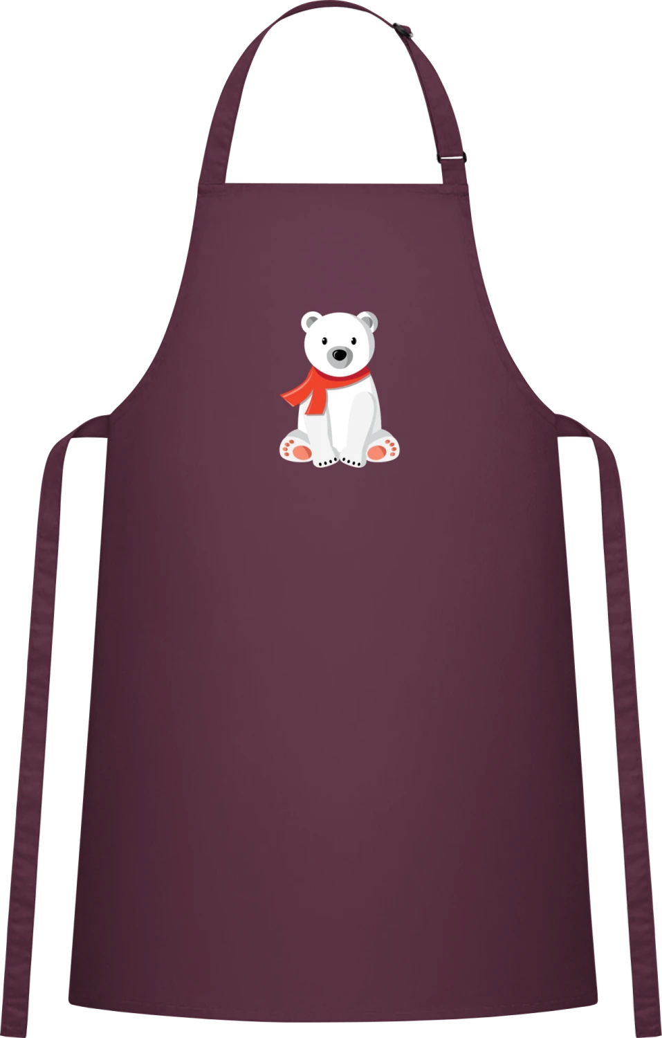 Ice Teddy BEar - Aubergine Cotton Bib Apron - Front