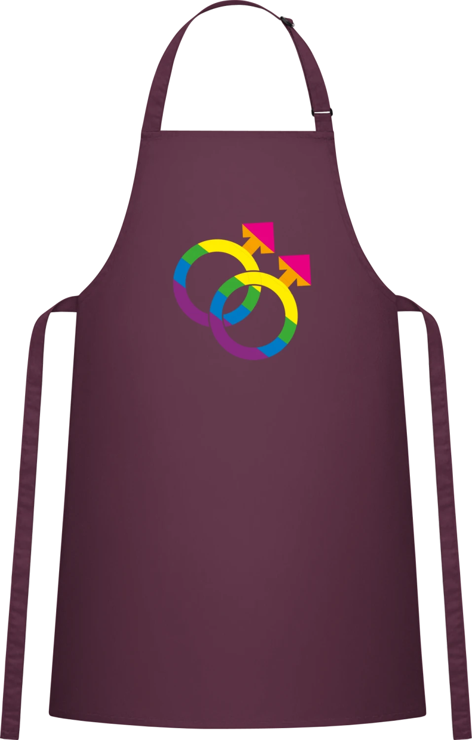 Man Symbole Rainbow - Aubergine Cotton Bib Apron - Front