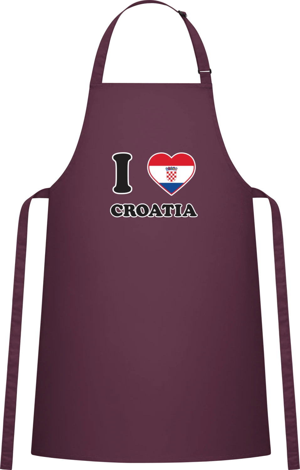 I Love Croatia - Aubergine Cotton Bib Apron - Front