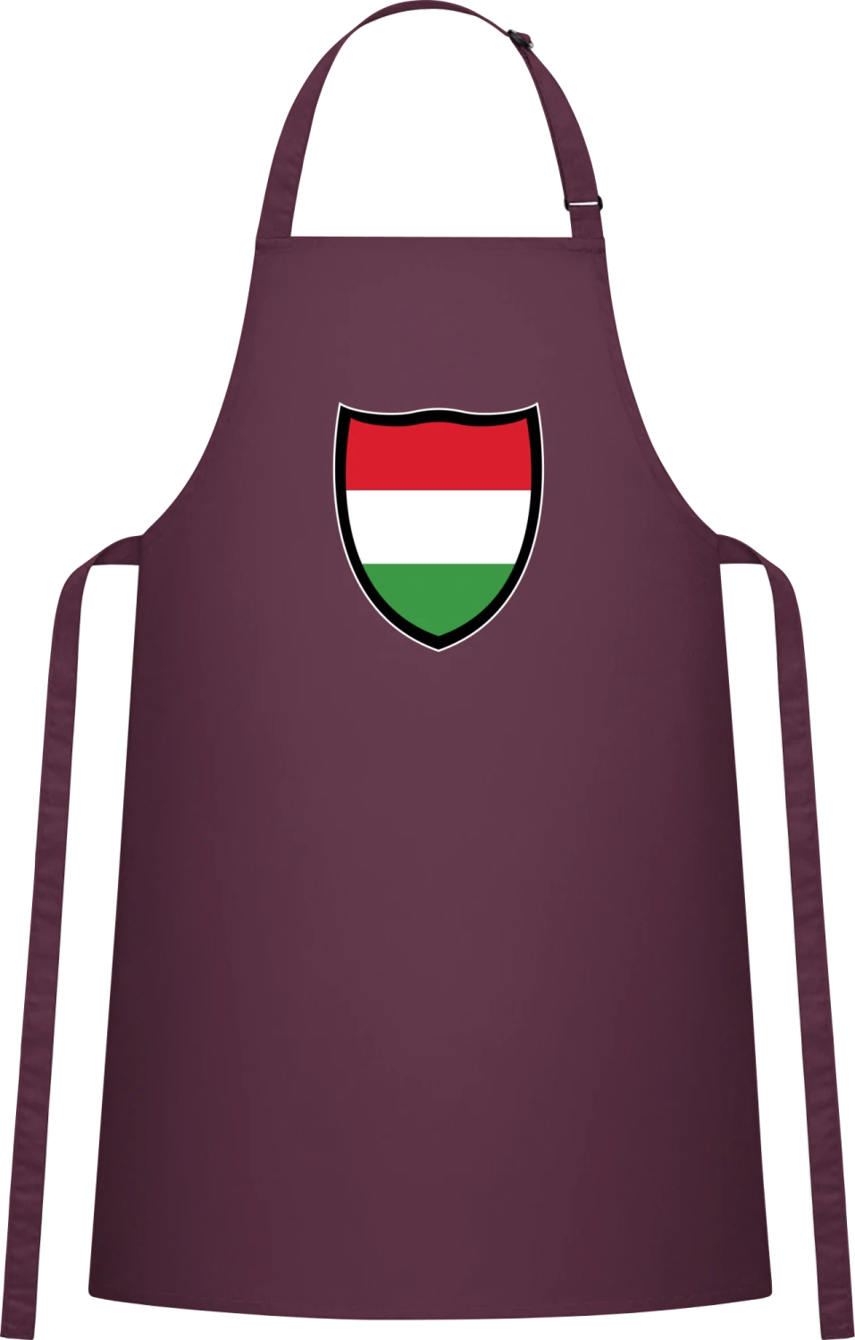 Hungary Flag Shield - Aubergine Cotton Bib Apron - Front