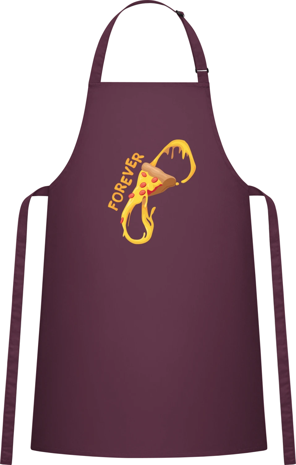 Pizza Forever - Aubergine Cotton Bib Apron - Front