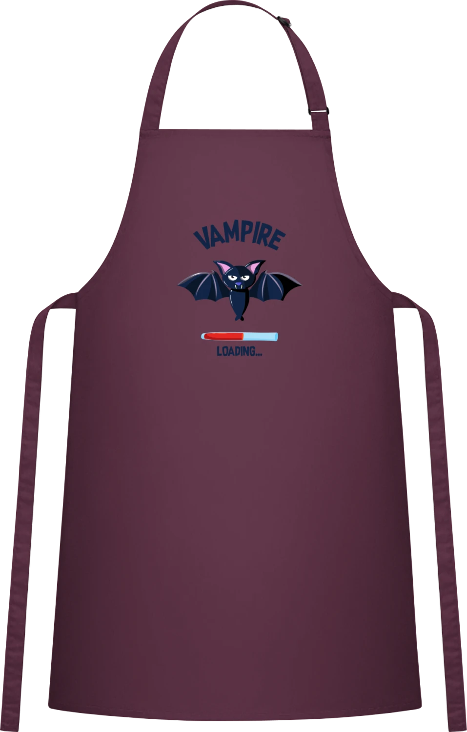 Vampire Loading Comic Bat - Aubergine Cotton Bib Apron - Front