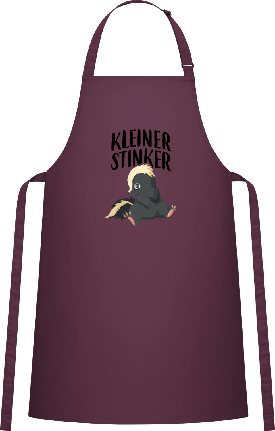 Kleiner Stinker Illustration - Aubergine Cotton Bib Apron - Front