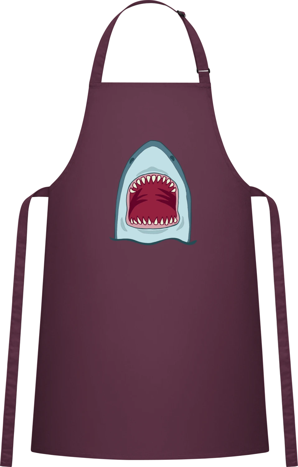 Shark Head Effect - Aubergine Cotton Bib Apron - Front