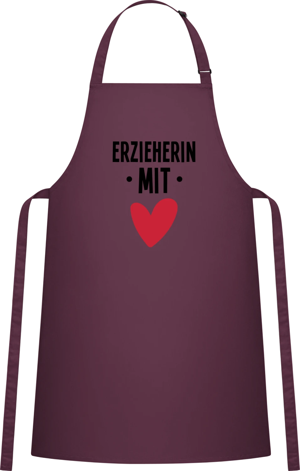 Erzieherin mit Herz - Aubergine Cotton Bib Apron - Front