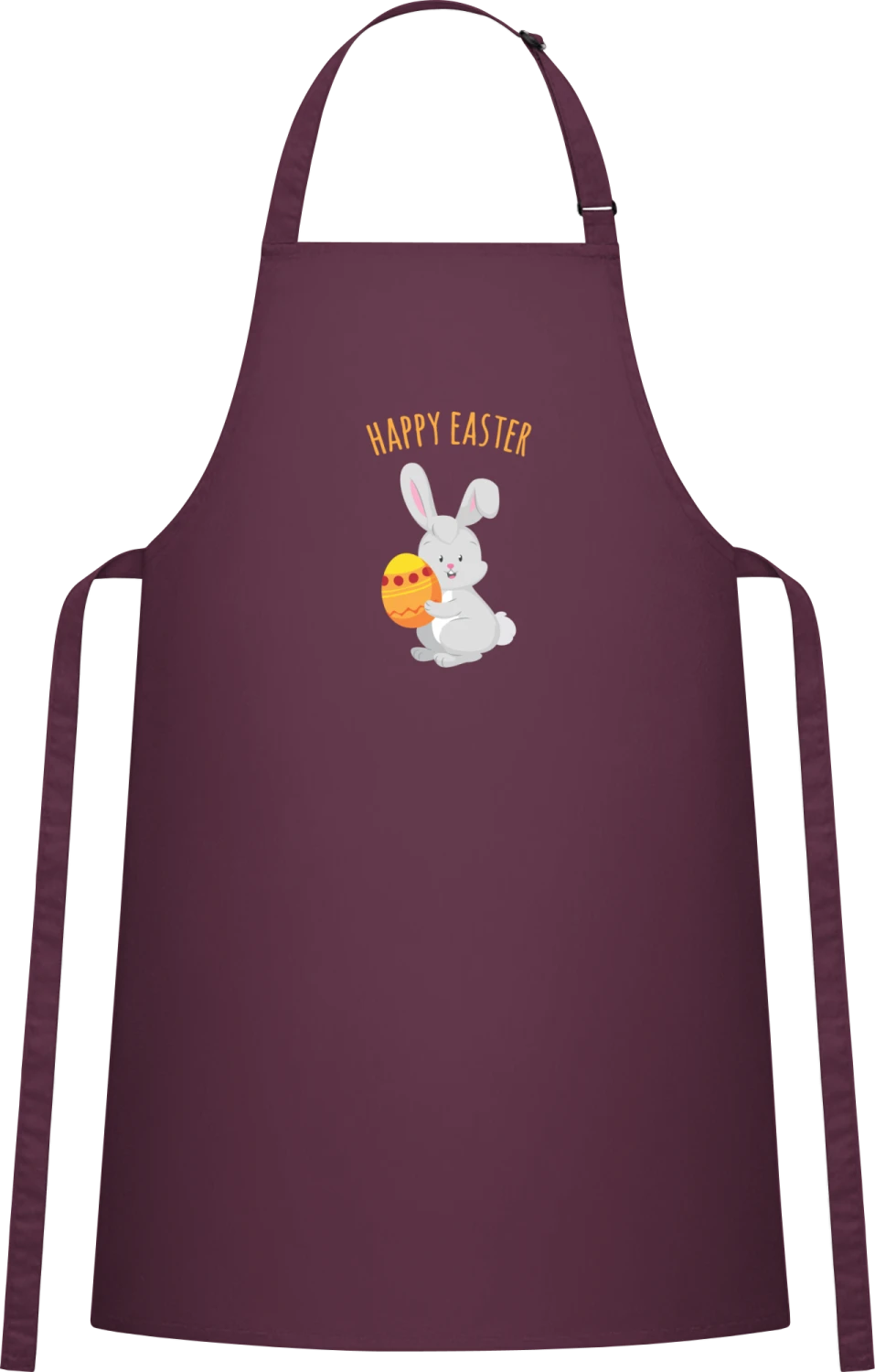 Happy Easter Bunny Egg - Aubergine Cotton Bib Apron - Front