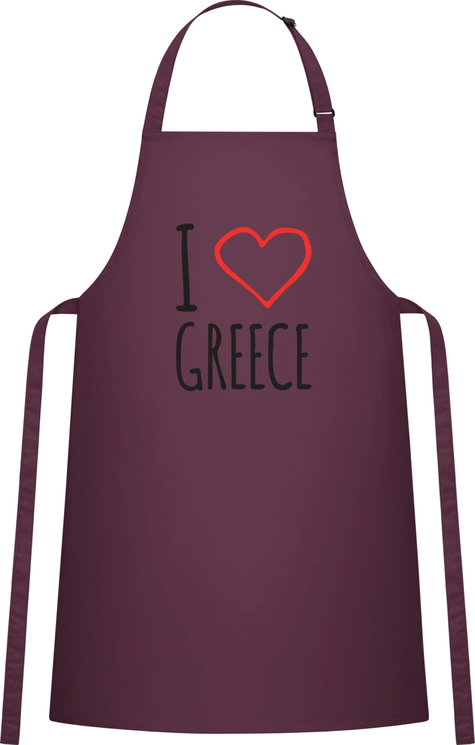 I Love greece - Aubergine Cotton Bib Apron - Front