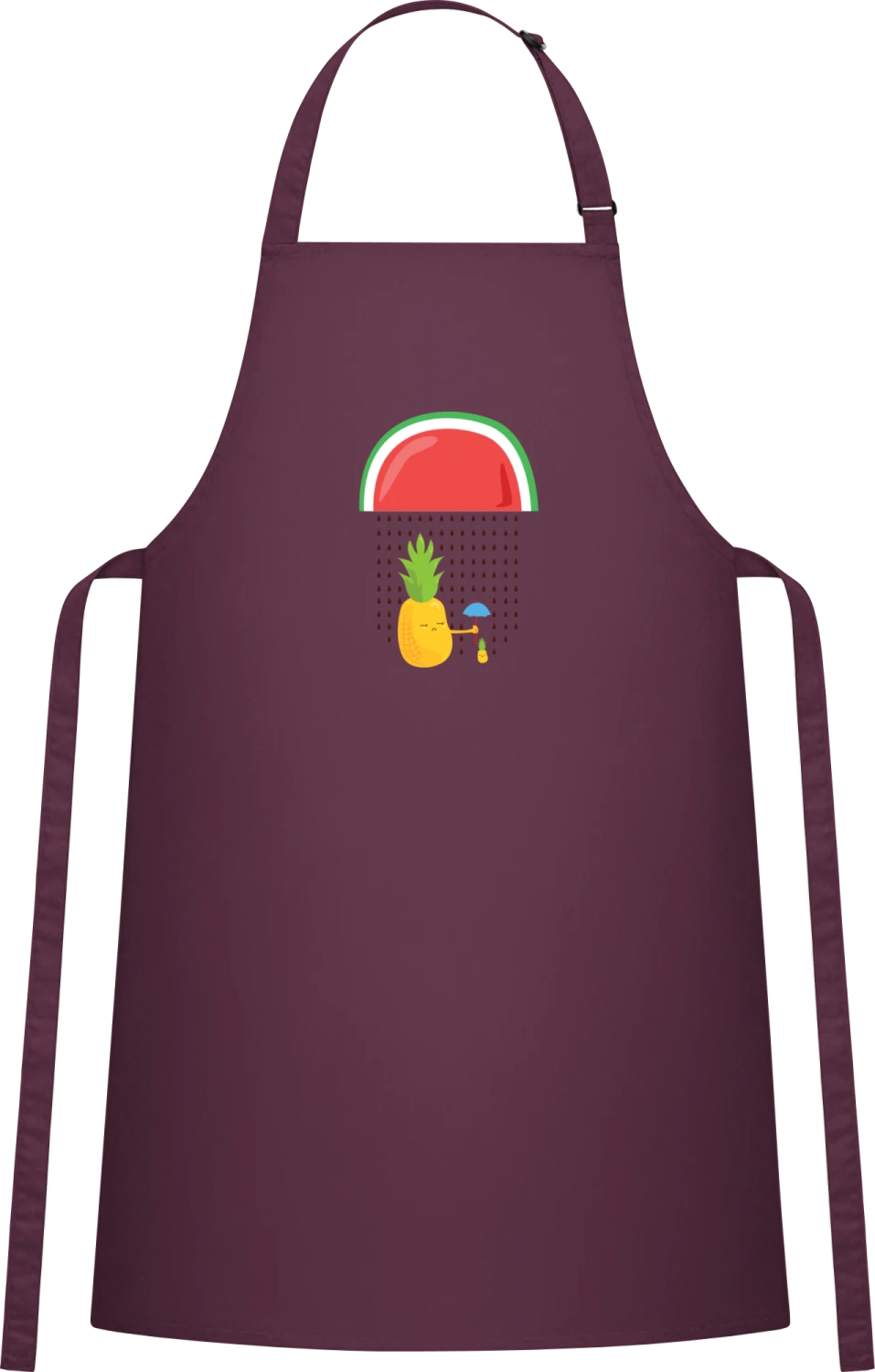 Pineapple Cute Parent - Aubergine Cotton Bib Apron - Front