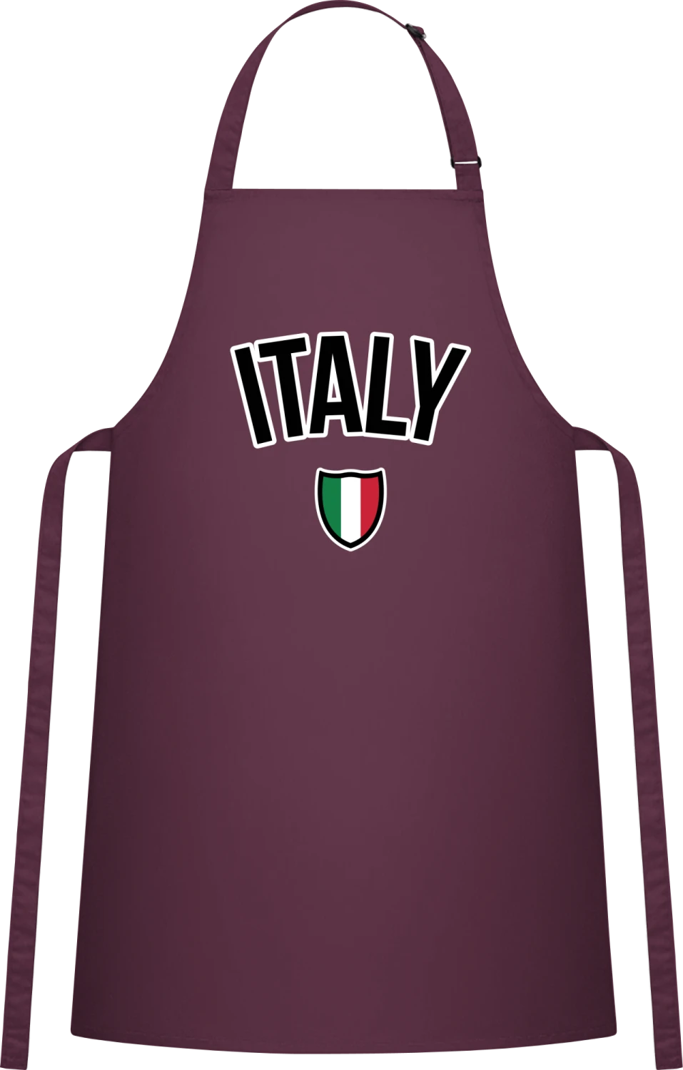 ITALY Football Fan - Aubergine Cotton Bib Apron - Front