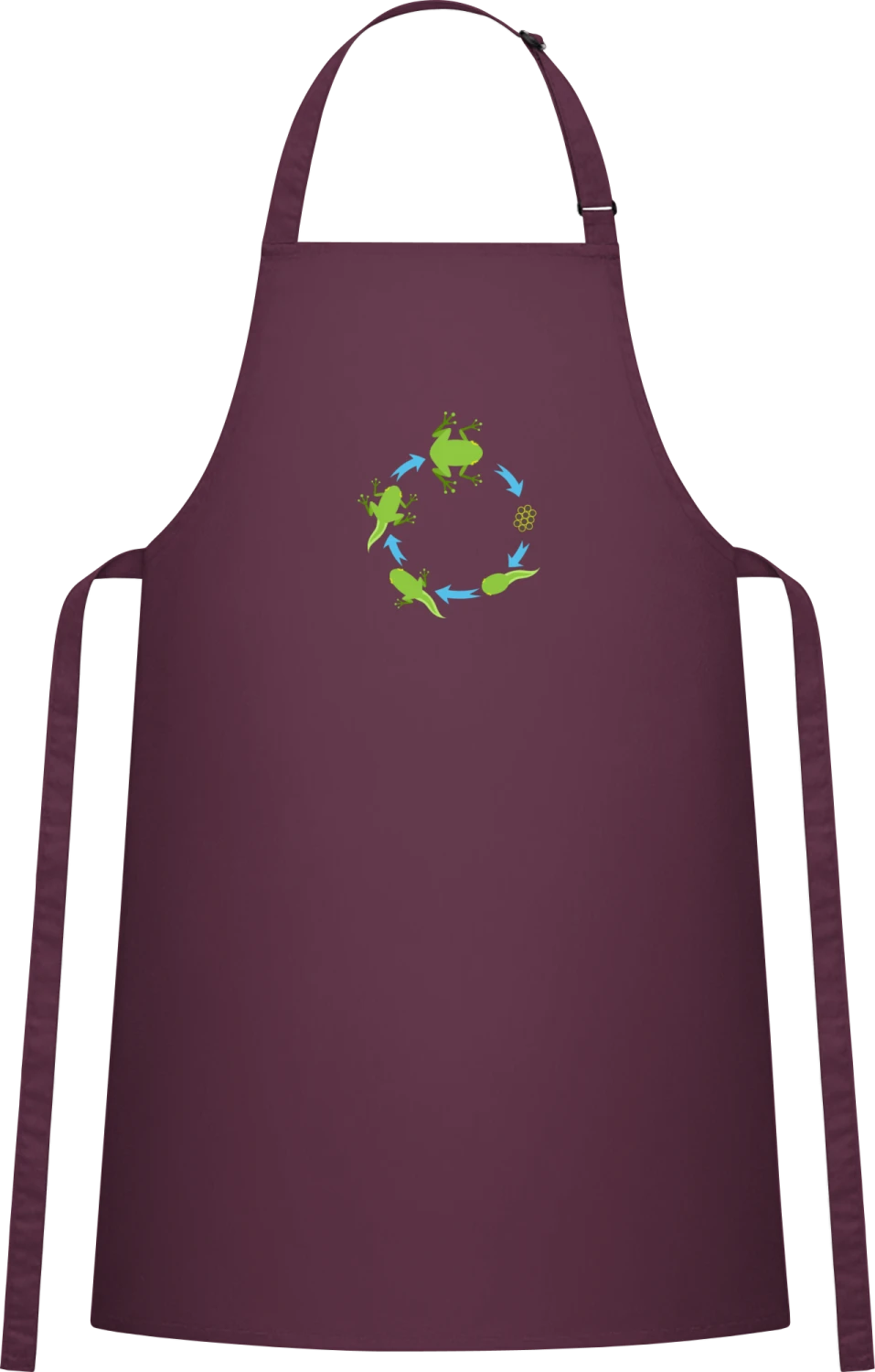 Evolution Of A Frog - Aubergine Cotton Bib Apron - Front