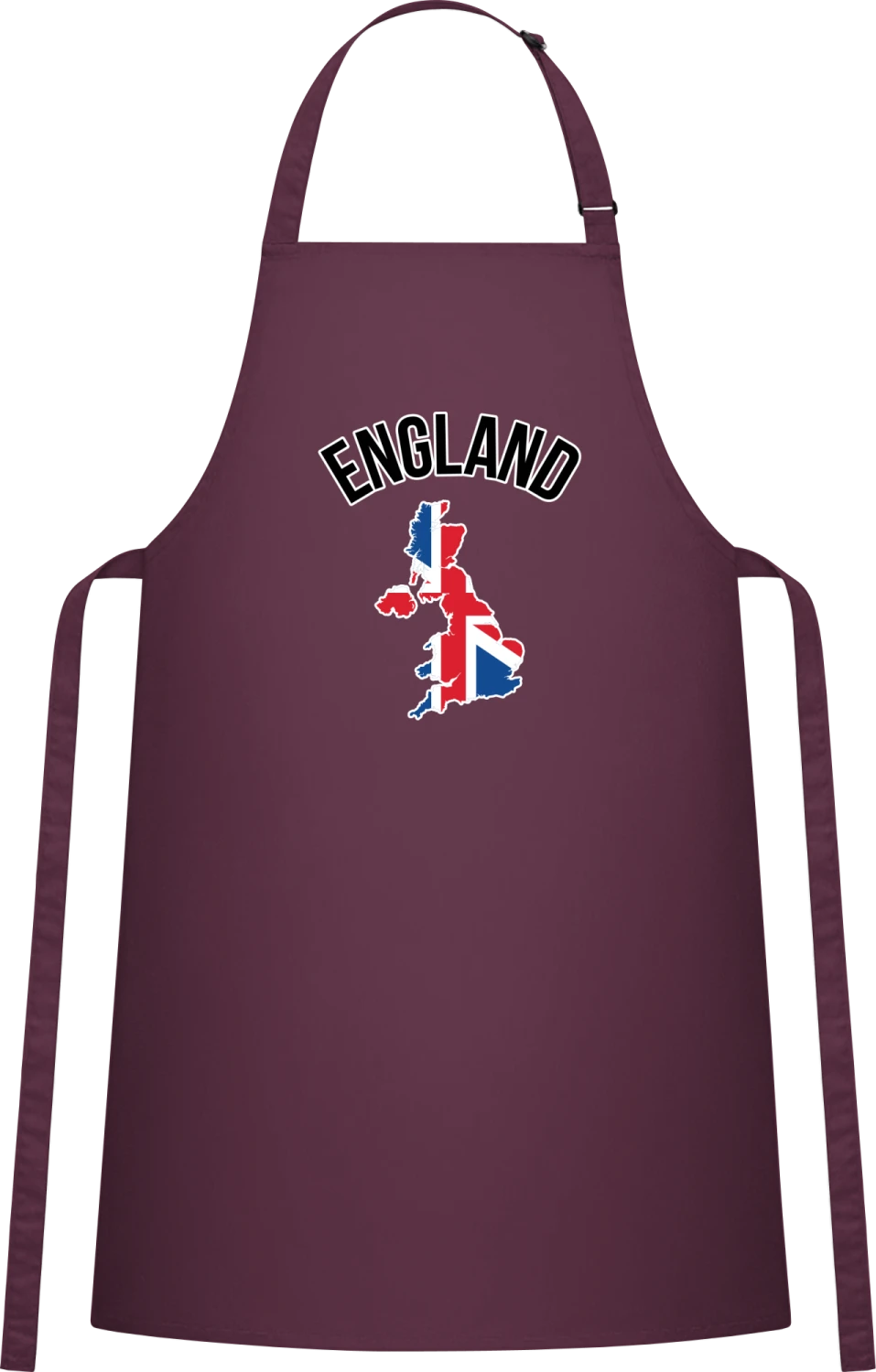 England Fan - Aubergine Cotton Bib Apron - Front