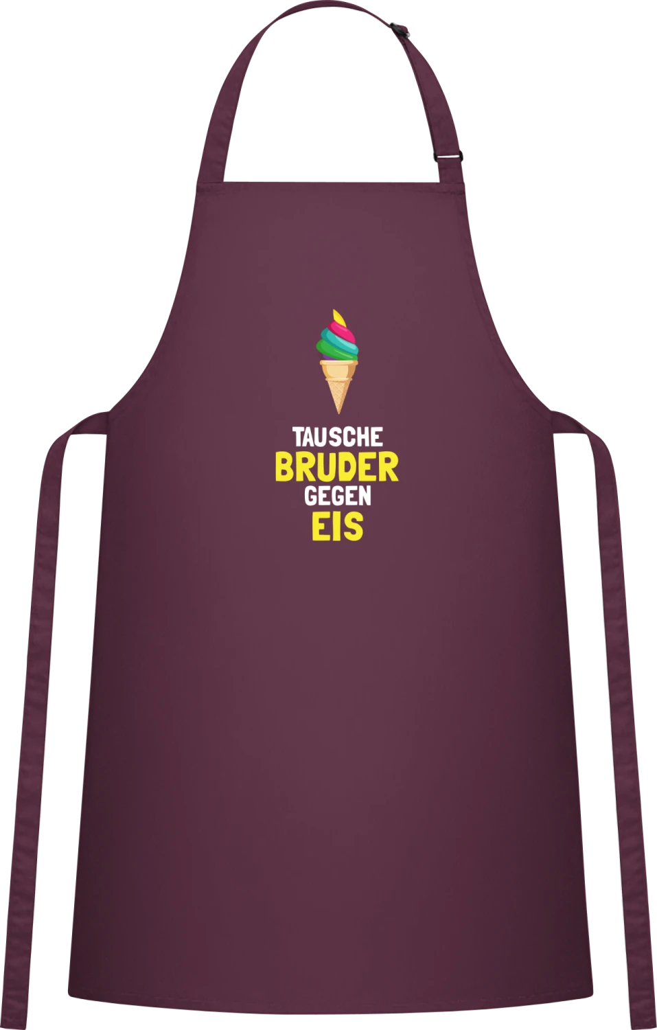 Tausche Bruder gegen Eis - Aubergine Cotton Bib Apron - Front