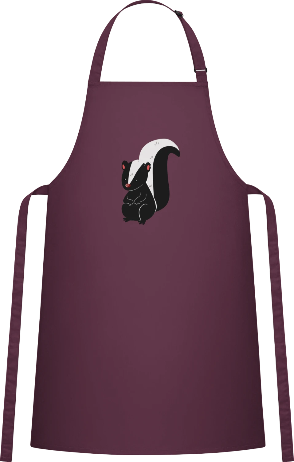 Cute Litte Skunk - Aubergine Cotton Bib Apron - Front