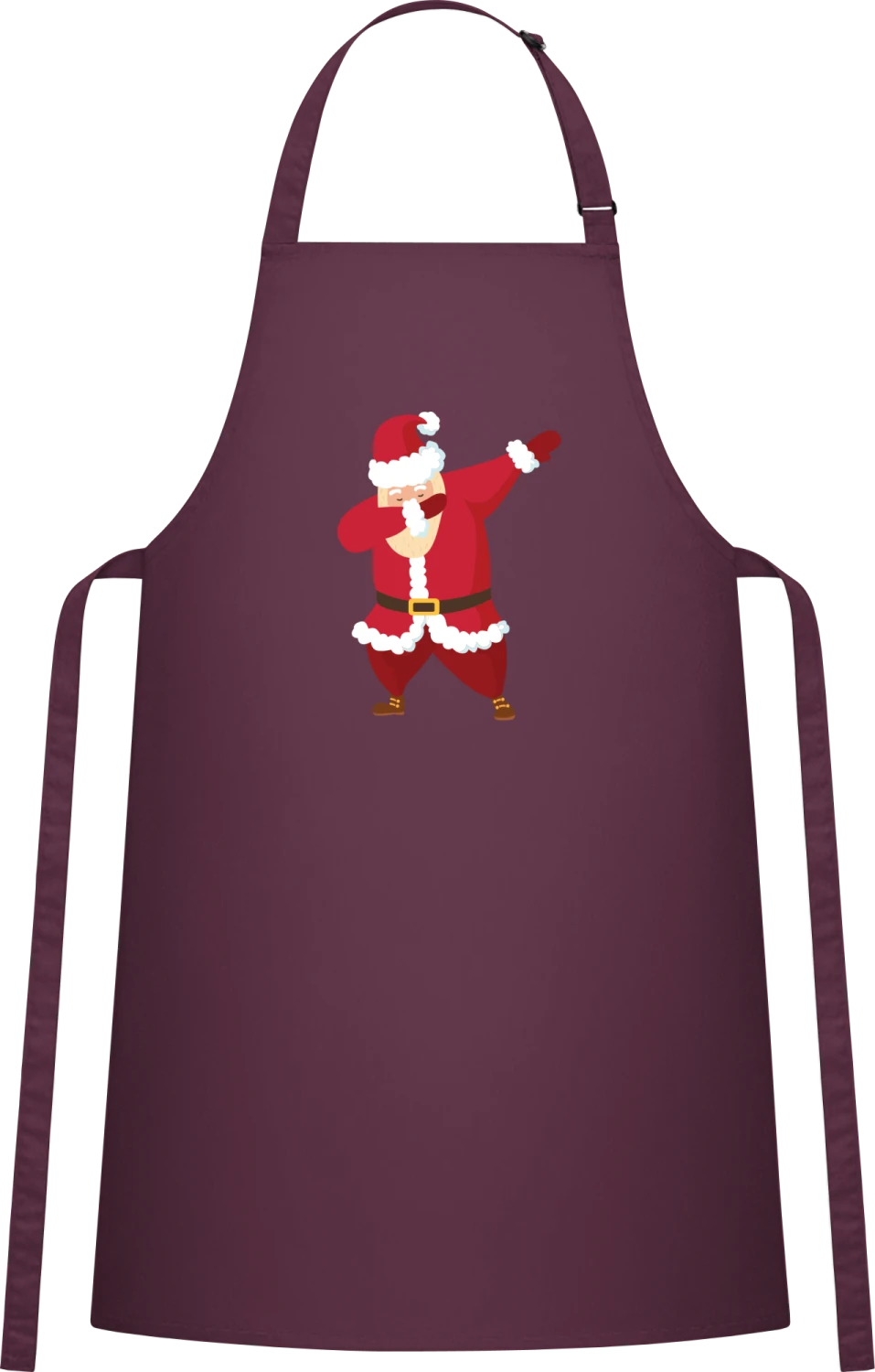 Santa Dabbing - Aubergine Cotton Bib Apron - Front