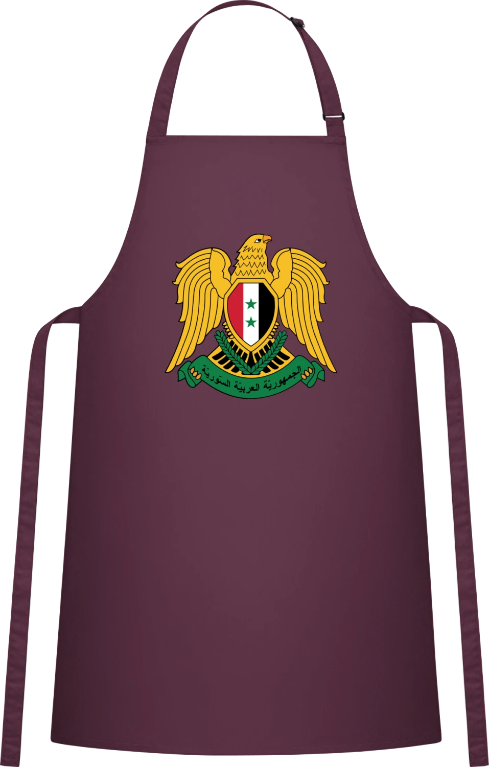 Syria Coat of Arms - Aubergine Cotton Bib Apron - Front