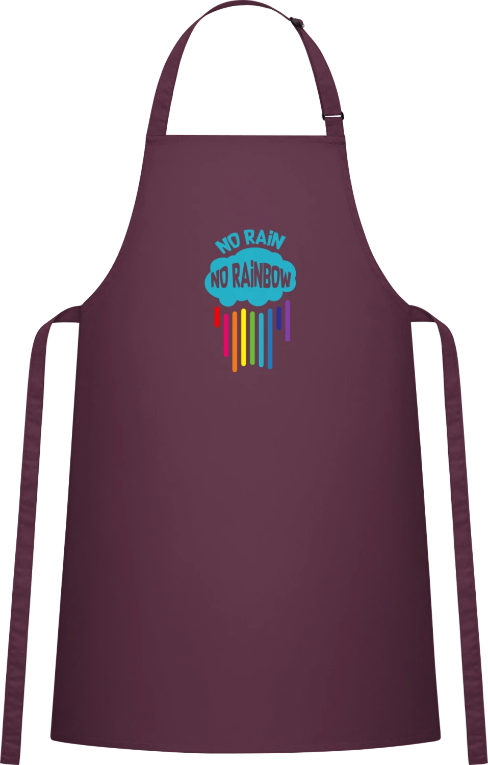 No Rain No Rainbow - Aubergine Cotton Bib Apron - Front