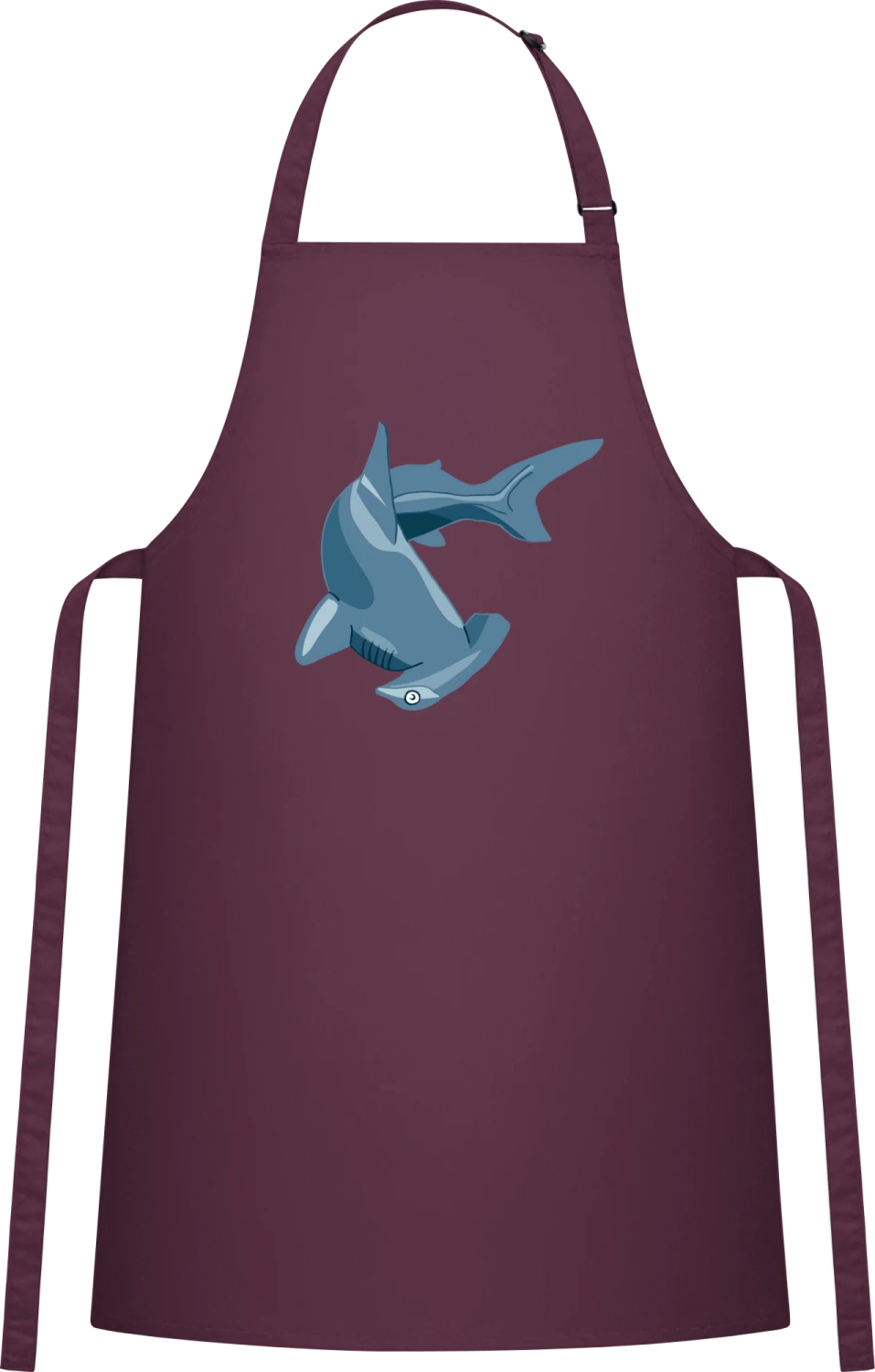 Hammerhead Shark Illustration - Aubergine Cotton Bib Apron - Front