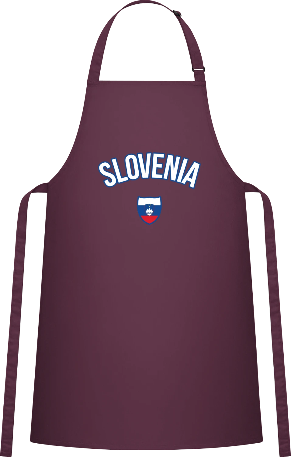 SLOVENIA Fan - Aubergine Cotton Bib Apron - Front