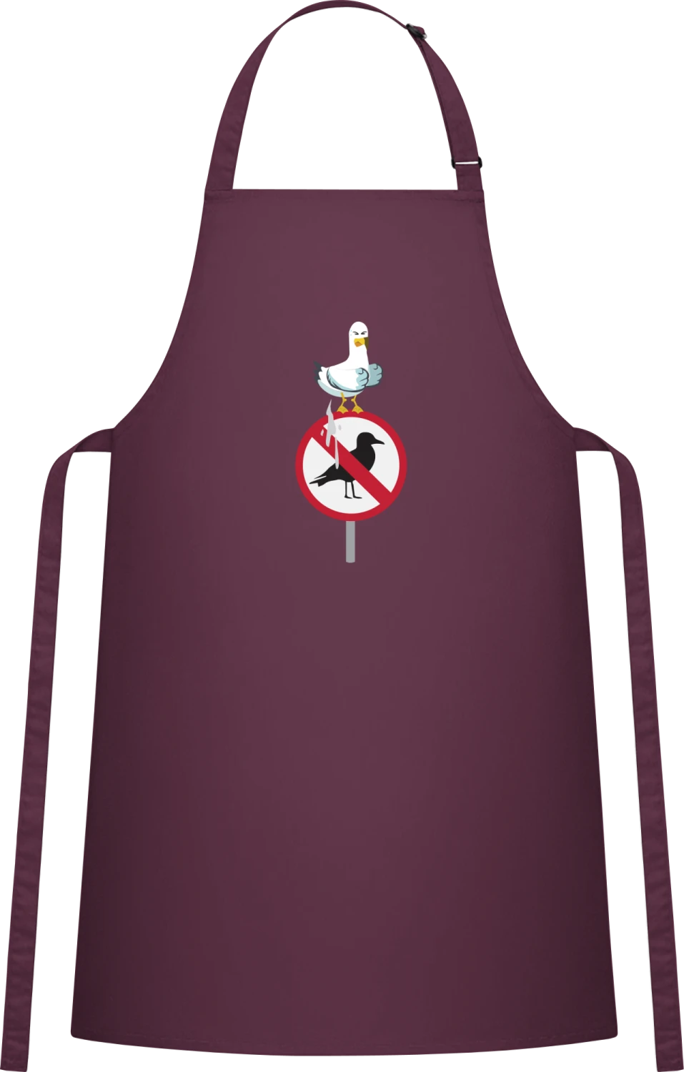 No Birds - Shit On It - Aubergine Cotton Bib Apron - Front